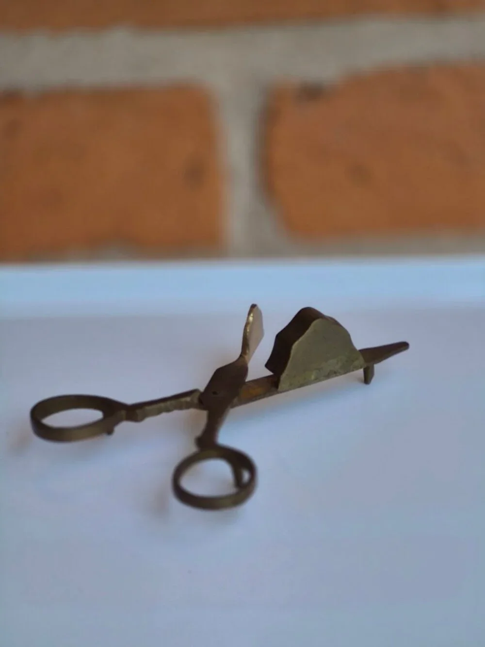 Vintage Brass Scissor-Style Candle Snuffer Extinguisher Feet Footed